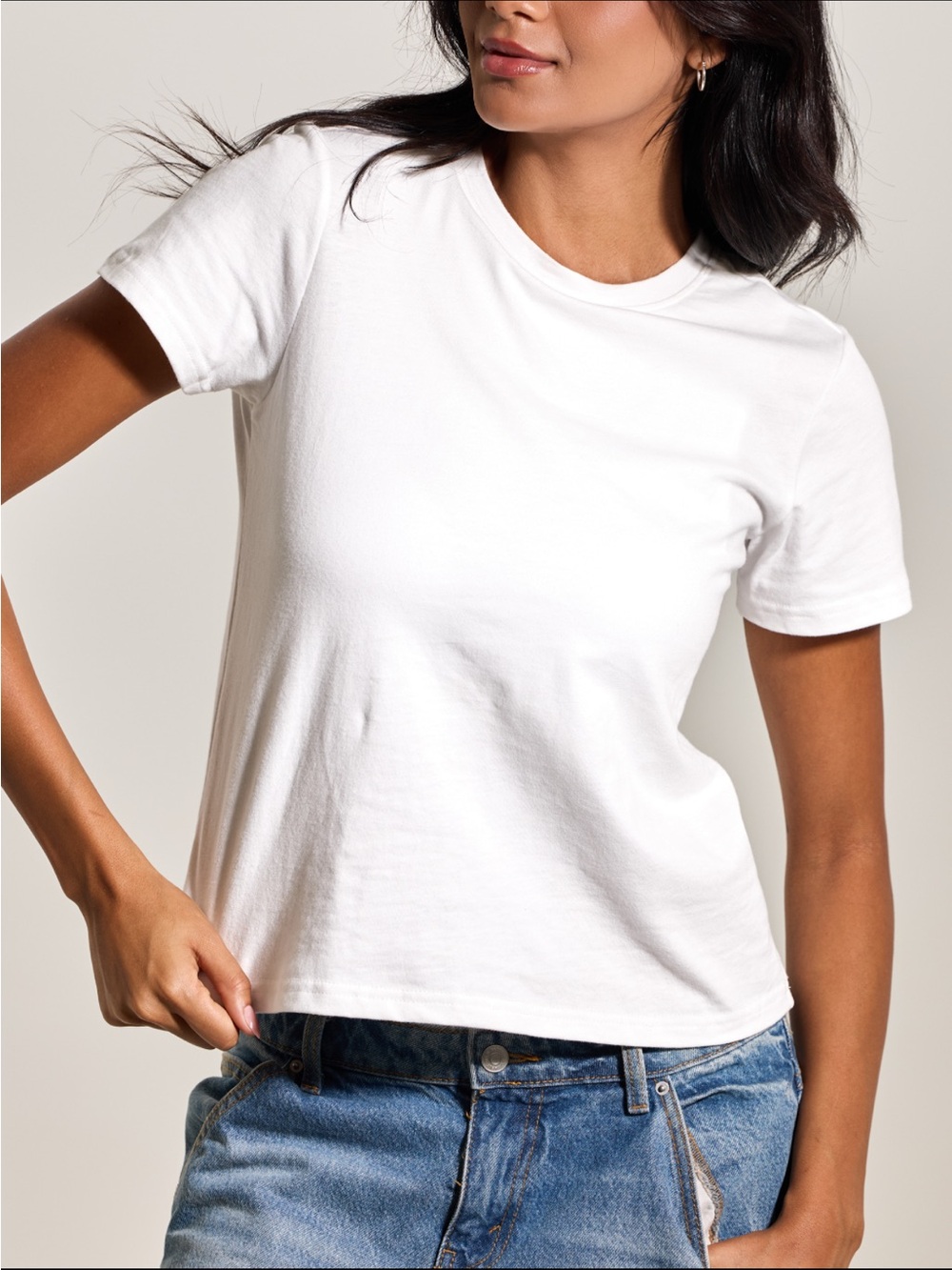 Klassy Network Full length Classic Tee w/built in bra - White